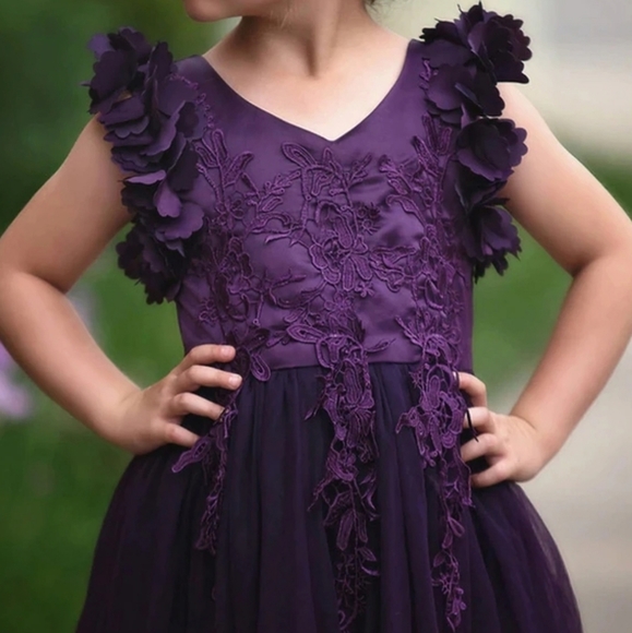 Just Couture Girls Petal Sleeve Dress - Picture 8 of 9